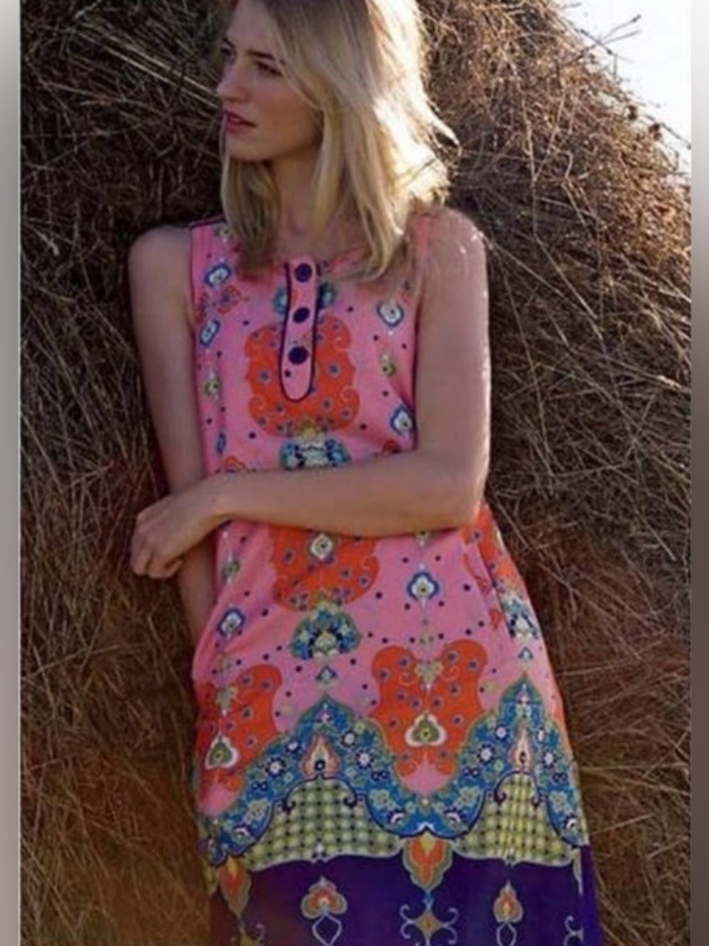 Maeve Pink & Red Printed Mini Dress
